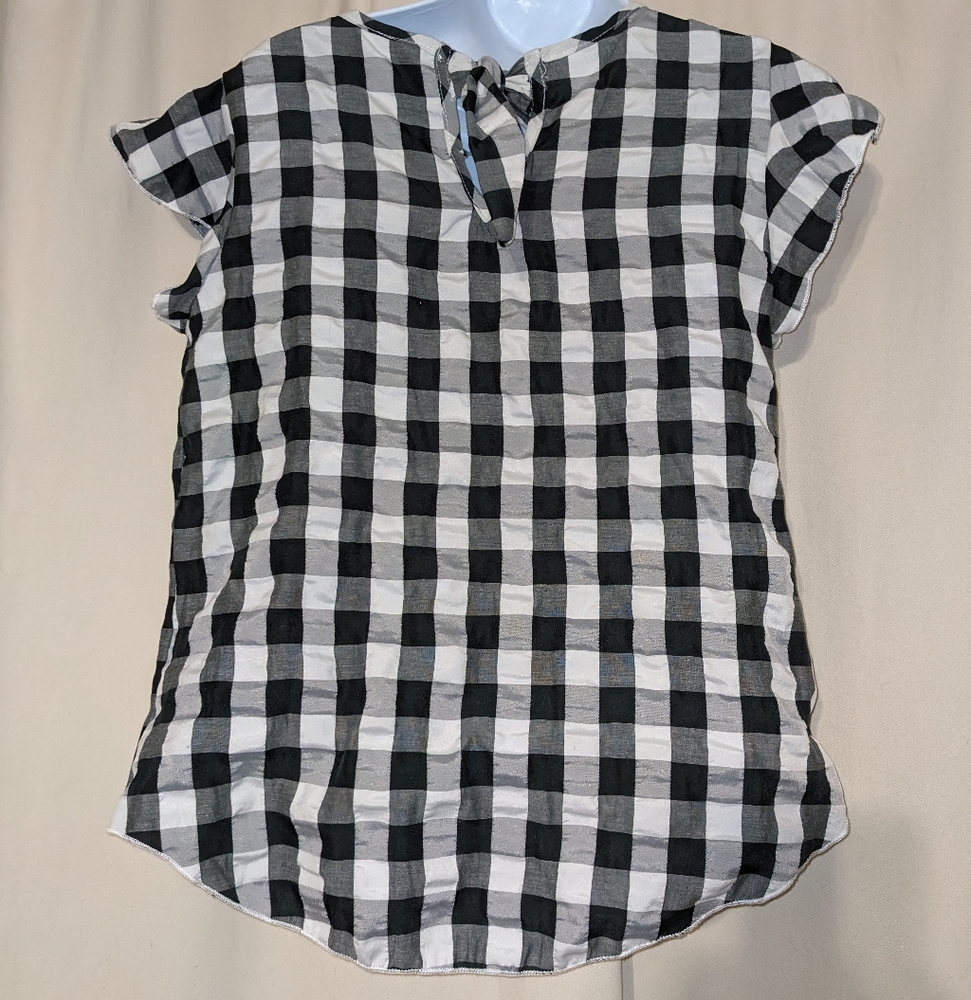 NY INVASION gingham checkered flutter Sleeve top … - image 3